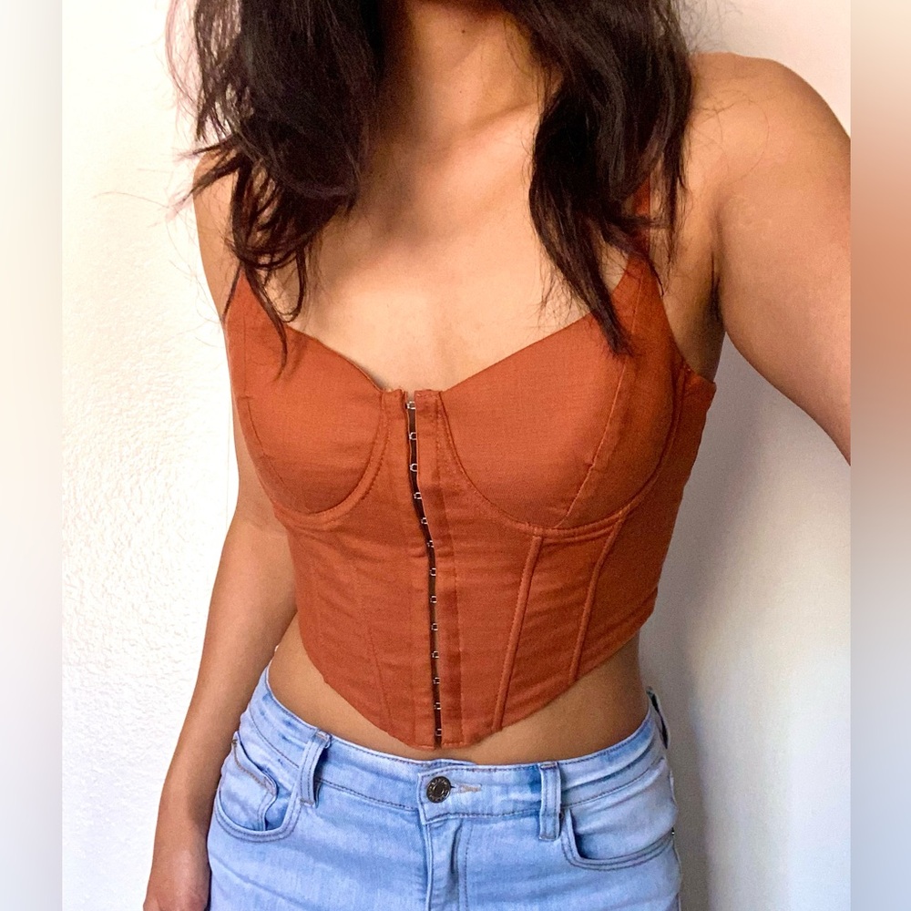 Windsor Women’s Medium Corset Top Brick Orange Bustier Crop